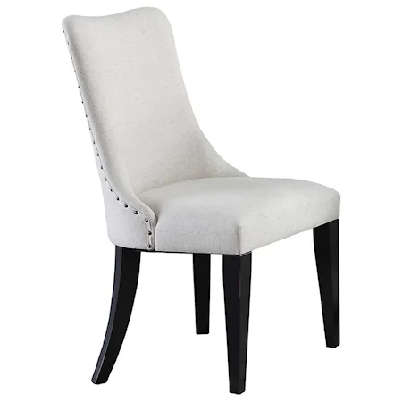 Barrel Back Upholstered Side Chair with Nailhead
